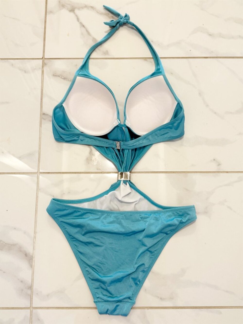 Jolidon Blue Swimsuit 1-pc resort wear vaca Monokini Swim M 40 EUR - Picture 5 of 13